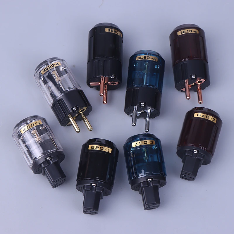 1 paar Hifi Rhodiniert EU Schuko Stecker IEC Buchse Für Hifi Power Kabel EU Stecker Lautsprecher Power Kabel Stecker