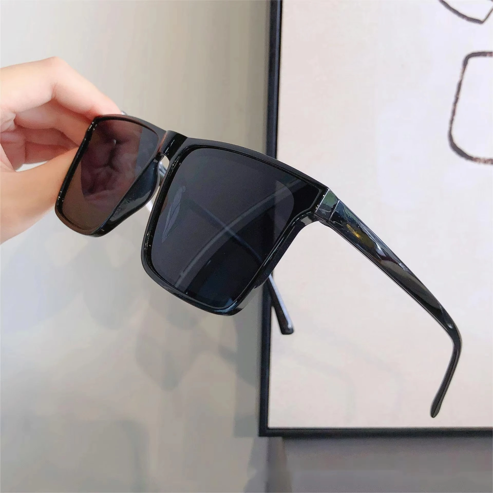 New Men's Driving Anti-UV Sunglasses Concave Shape Ladies Long Frame  Eyeglass Black Classic Sun Glasses Gafas De Sol Hombre