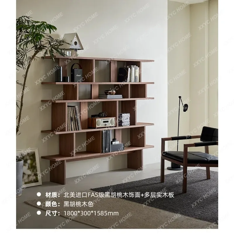 XXBookshelf  imported black walnut solid wood floor-to-ceiling shelf integrated against the wall  model