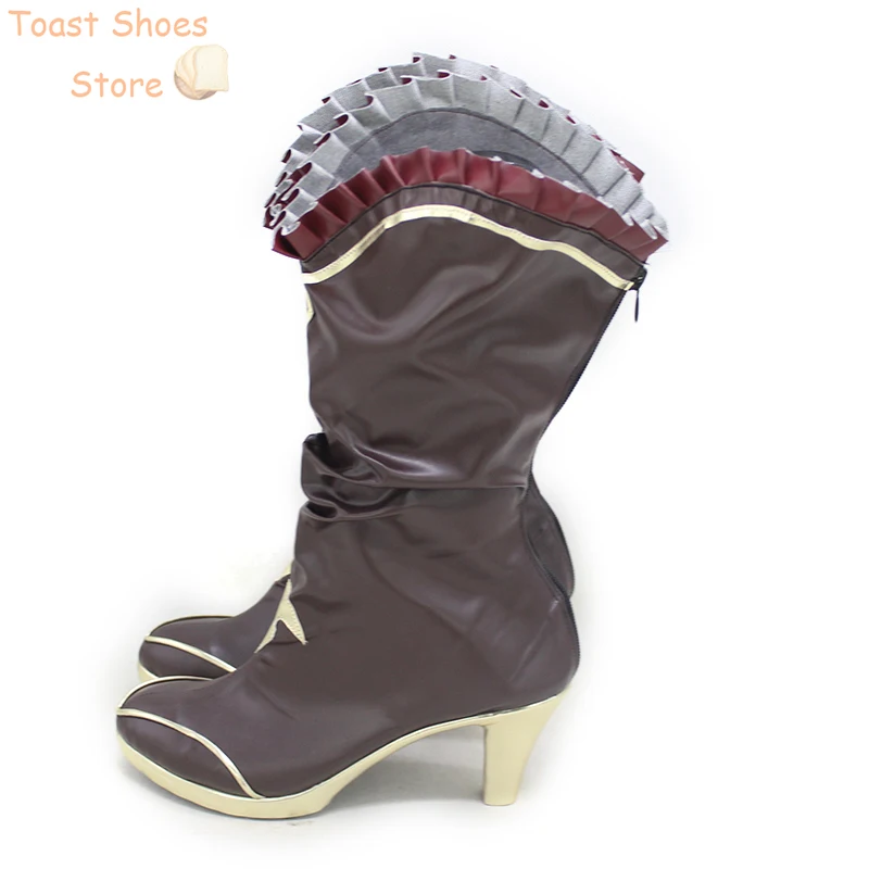 Nanashi Mumei-Botas de cuero PU de tacón alto para disfraz, zapatos de Cosplay para Halloween, Carnaval, utilería