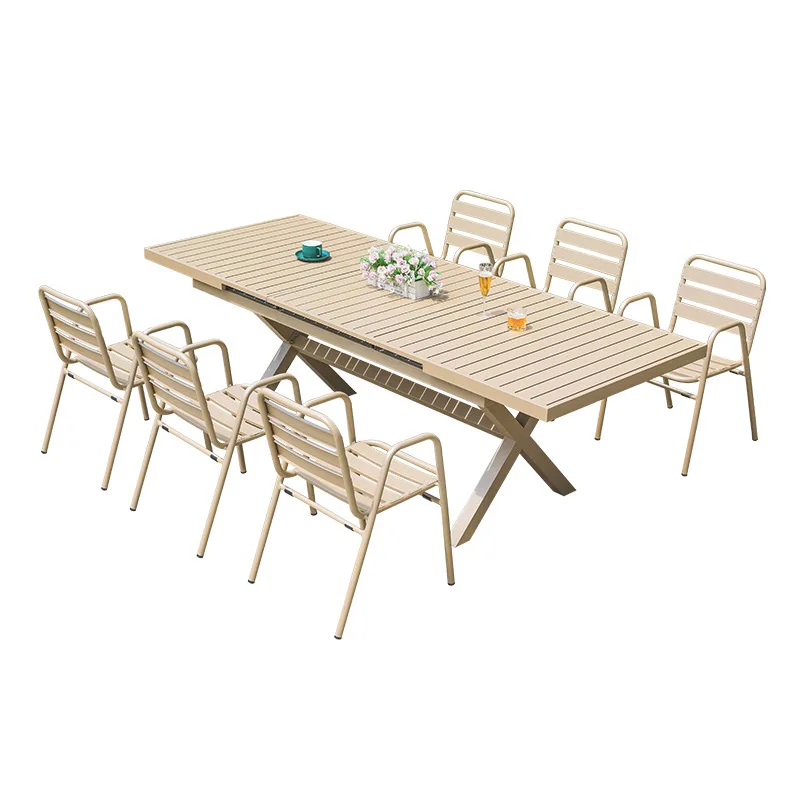 

Outdoor tables and chairs All aluminum alloy courtyard Open-air telescopic outdoor garden Leisure tables and chairs