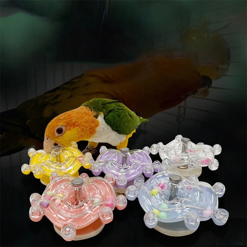 Parrot Rotating Rattle Spinning Toys Bird For Lovebirds Suspending Wheel Abs Stainless Steel Funny Pets Bird Toys