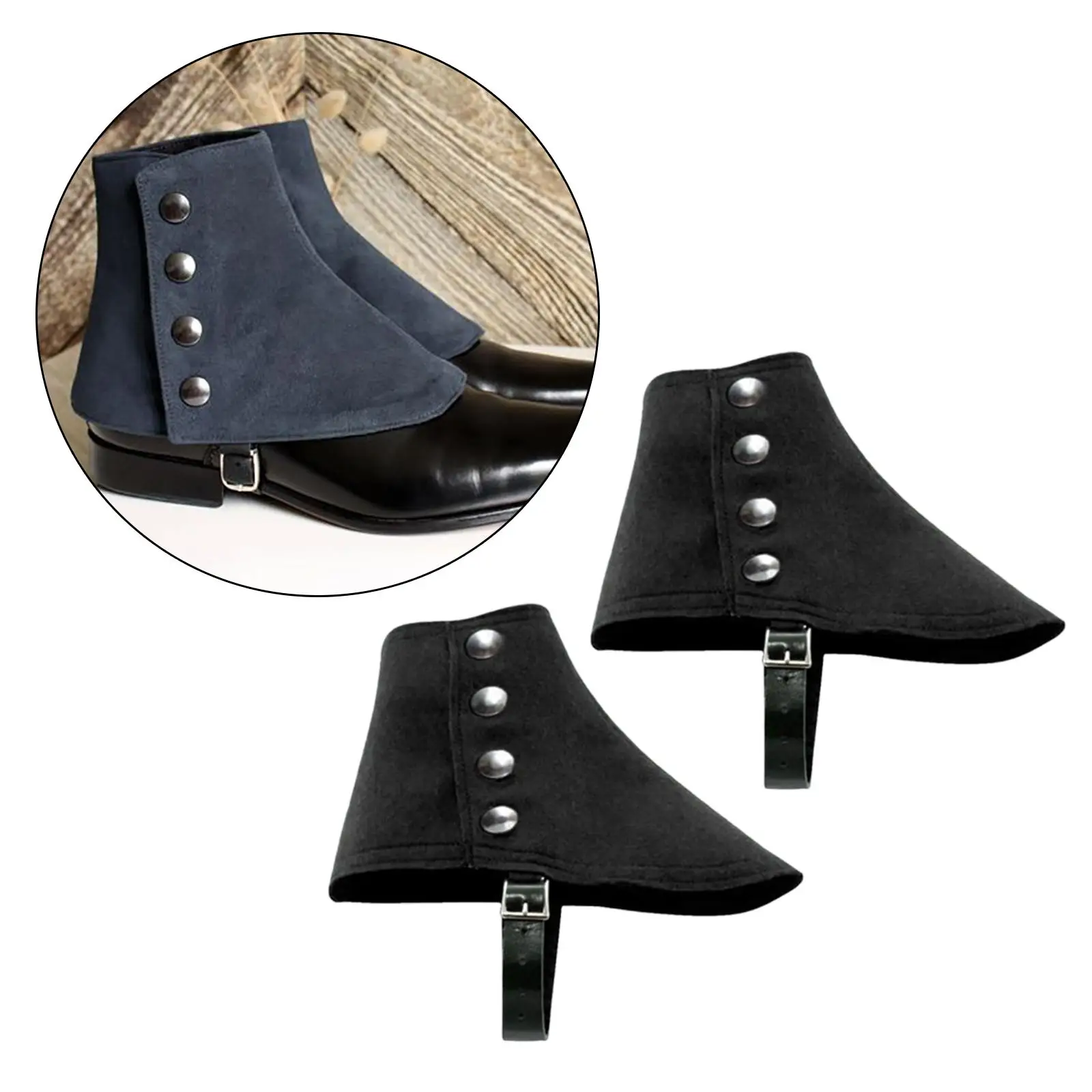 Medieval Spats for Men Shoe Covers Gangster Costume Accessory Adjustable Snap Cloth Knight Spats for 20s Roaring Party Cosplay