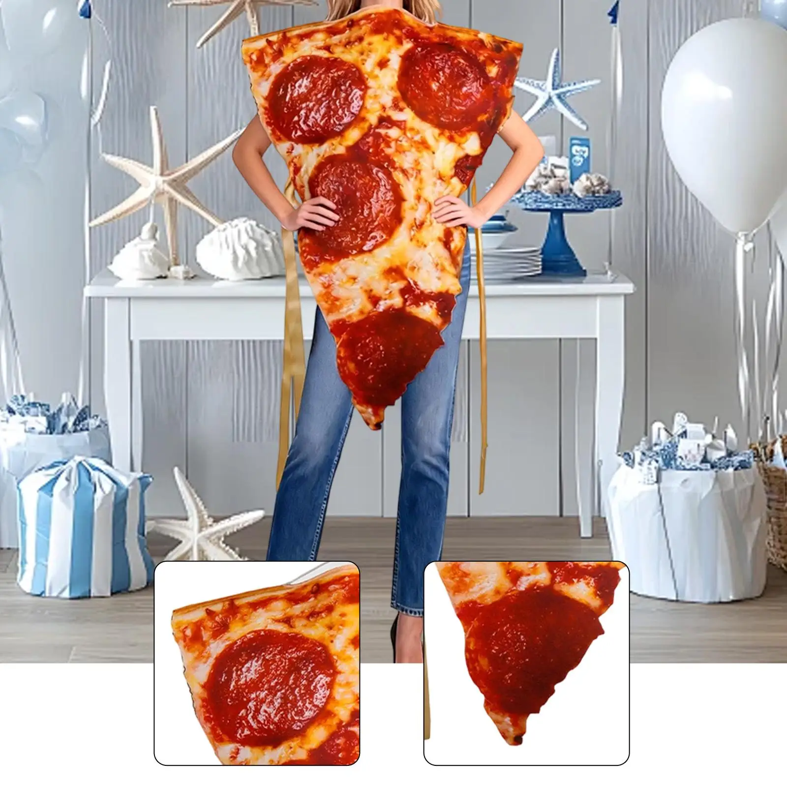 فستان بيتزا الهالوين للجنسين من البوليستر التنكري لمرحلة الكرنفال ومناسبات الحفلات #2