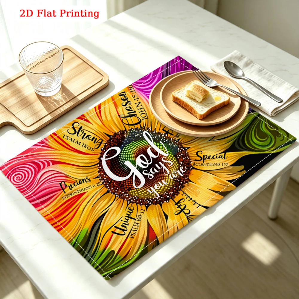 Colorful Sunflower Design Kitchen Placemat Colorful Sunflower Design Linen Pad Dish Coffee Cup Table Mat 1PC 30x40cm