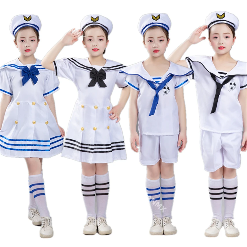 

Halloween Costumes for Kids Girl Baby Boy Navy Sailor Marine Stripe Costume Carnival Festival Party Performance Clothing