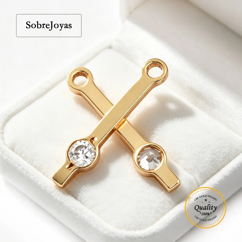 

14K Gold Filled Zircon Charm Strip Shape Tarnish Resistant DIY Jewelry Pendant Findings for Necklace Wholesale Accessories