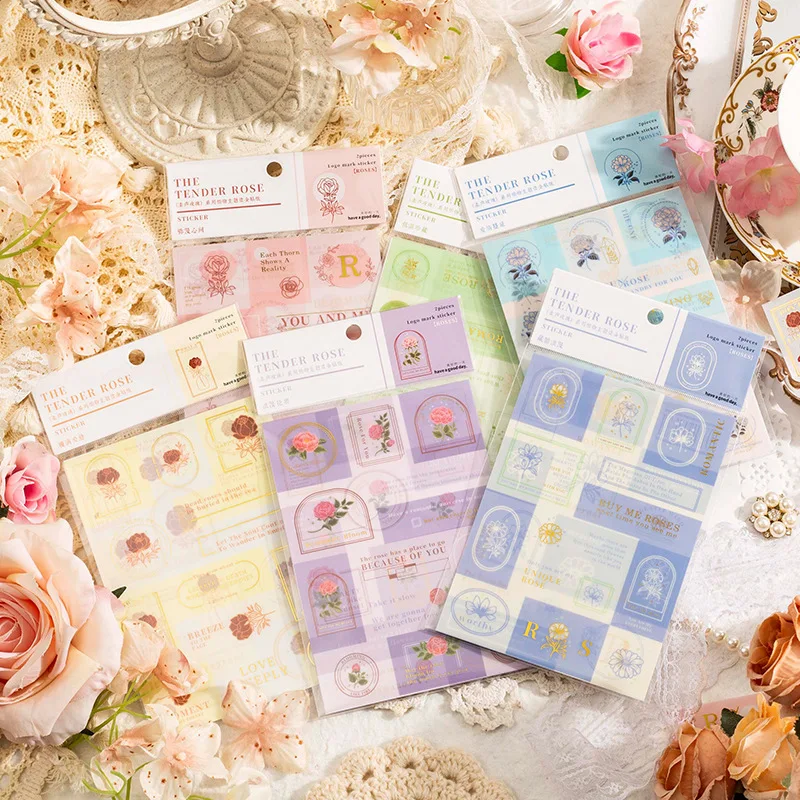 

20sets/lot Kawaii Scrapbook Stickers Soft Voice Rose Scrapbooking Supplies diary Planner Decorative Craft Stationery Sticker