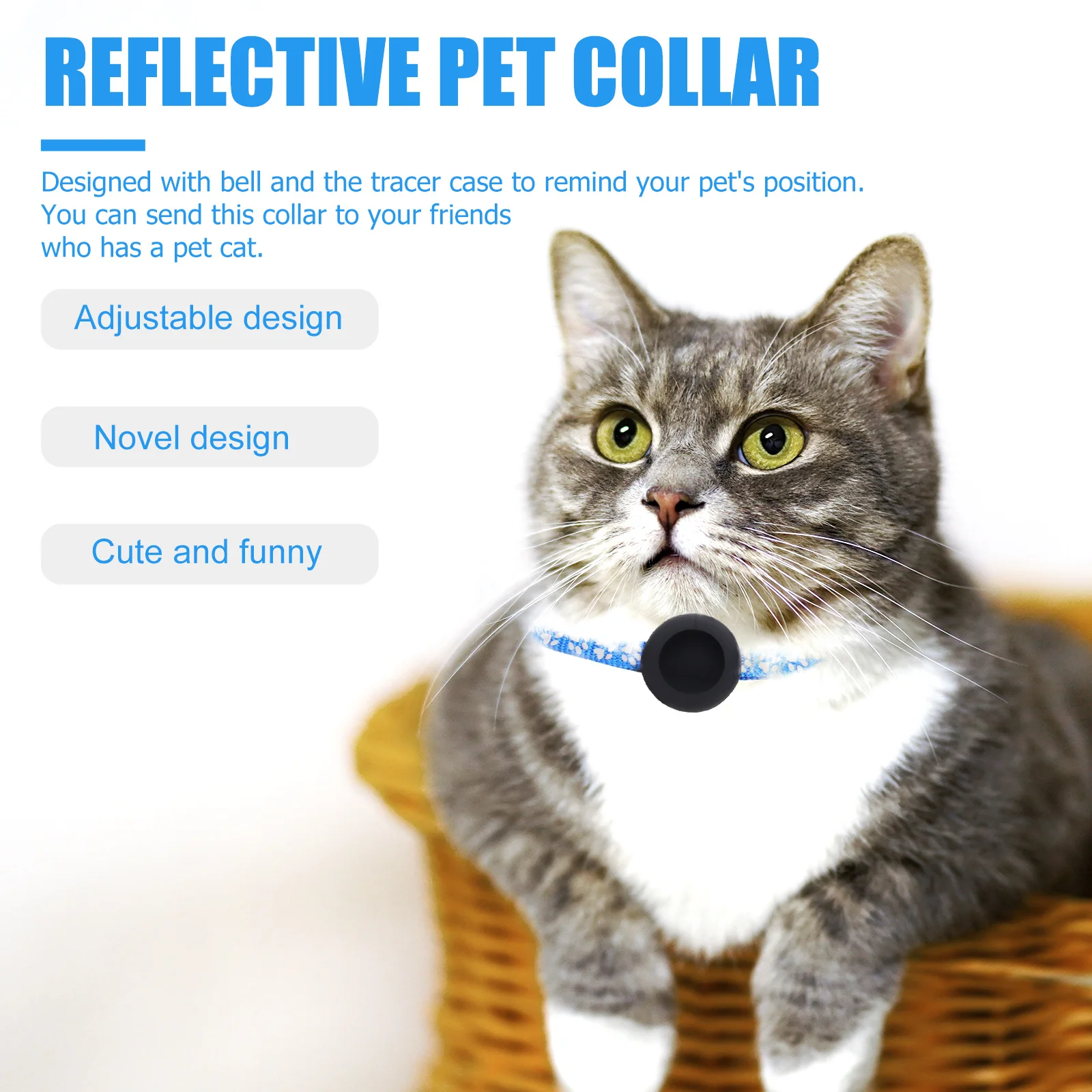 

Adjustable Cat Collar Kitten Reflective Nylon Tracer Bell Anti Lost Pet Collars for Small Dogs Lightweight Durable Outdoor