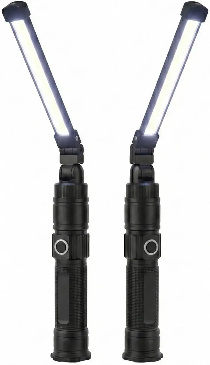 Lot de 2 lampes de travail magnétiques rechargeables, 1200 lumens, 5 modes et 360° °   Outil de rotation pour la réparation automobile et les cadeaux d'outils