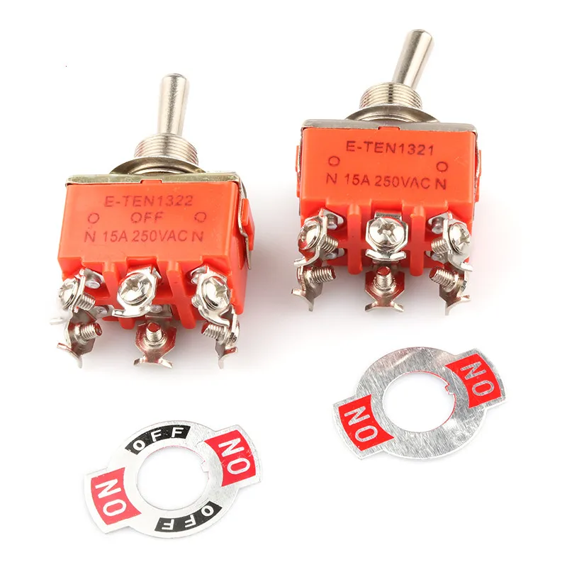 10 PCS,The Power Toggle Switch,ON-OFF/ON-OFF-ON,E-TEN Series,15A 250VAC,2/3/4/6Pin