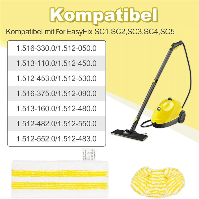 A84G-10PCS Microfibre Floor Cloth & Hand Nozzle Pads For Karcher Easyfix SC1 SC2 SC3 SC4 SC5 Steam Cleaner Microfibre Cloths