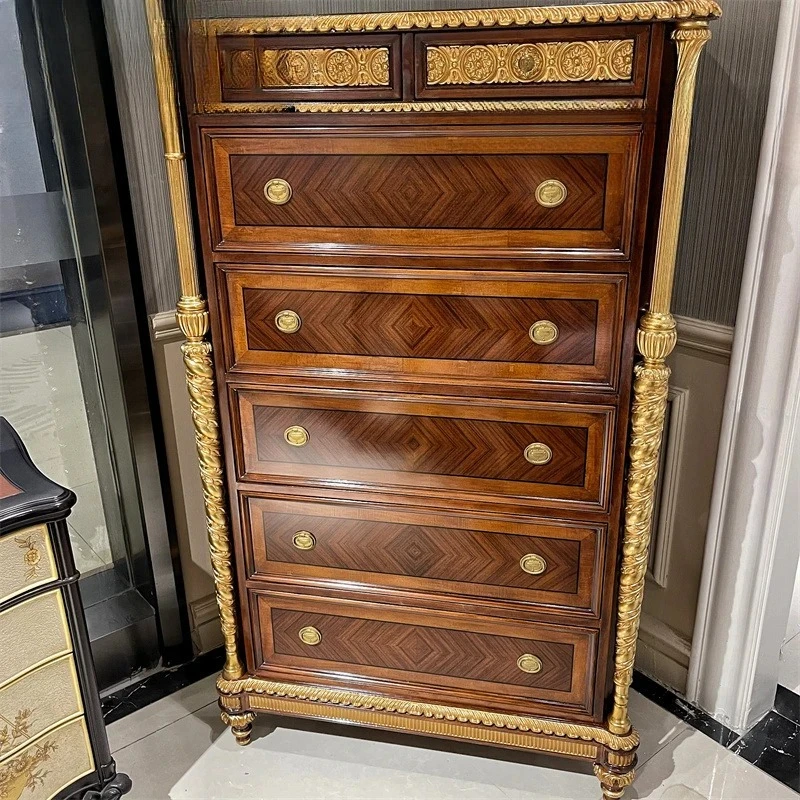 

European mahogany solid wood chest cabinet, bedroom decorative cabinet 7 buckets, foyer cabinet, multi-drawer storage cabinet