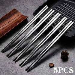 2-5 Pairs çubuklarını 304 paslanmaz çelik kaymaz Chopstick Metal suşi kore japon gıda çin çubuklarını Sticks