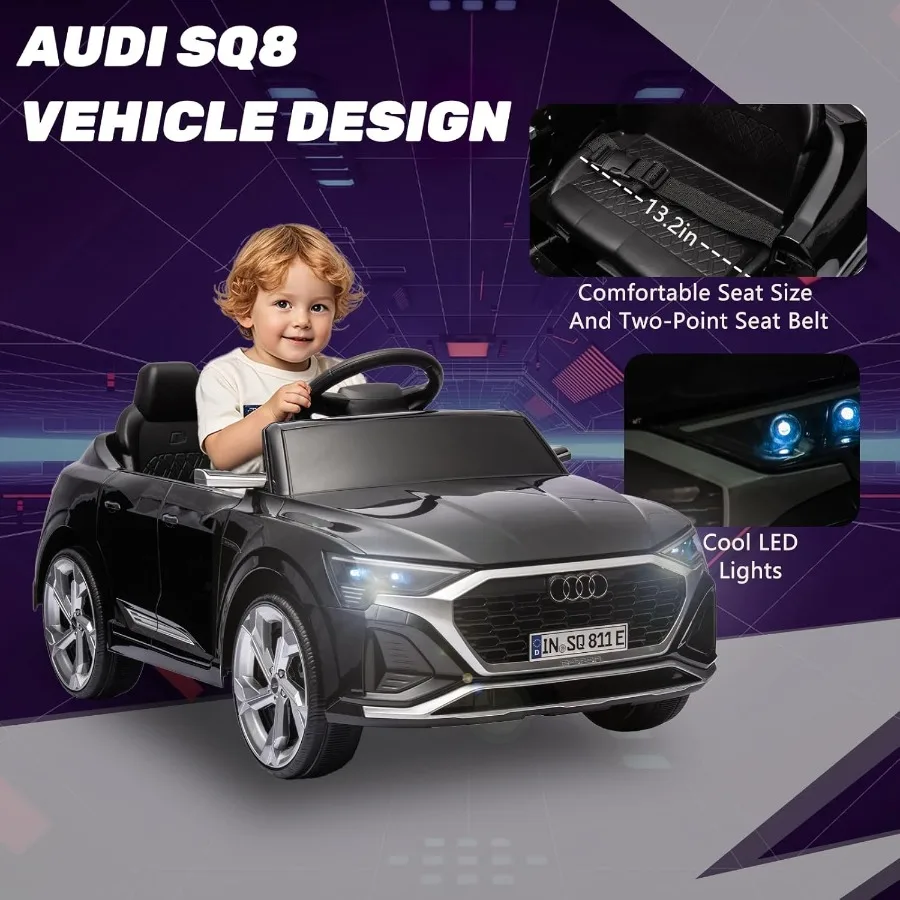 12V Licensed Audi SQ8 Ride on Car - Ride on Toys with Remote ControlDual Drive Soft Start 3 Speed Music LED Light Battery Power