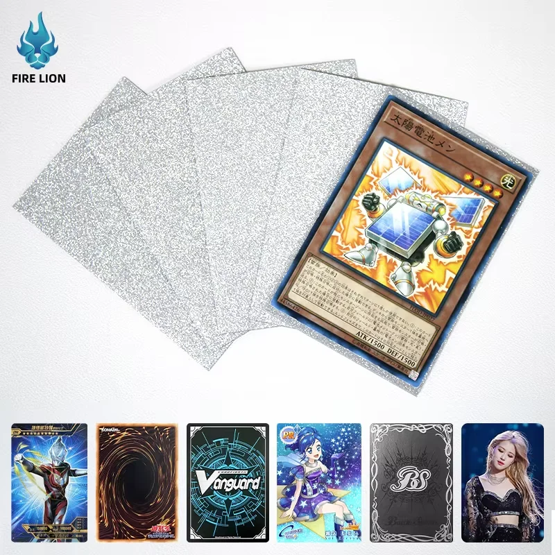 

100PCS 61*91 Card Sleeves, Penny Sleeves Bling Silver Trading Card Protector Sleeve Transparent Standard Card Sleeves