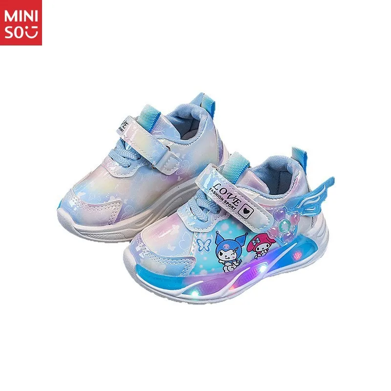 أحذية رياضية كارتونية للأطفال من Miniso 2025، أحذية جلدية مقاومة للماء شبكية قابلة للتنفس مع نعل ناعم من الفيلكرو #5