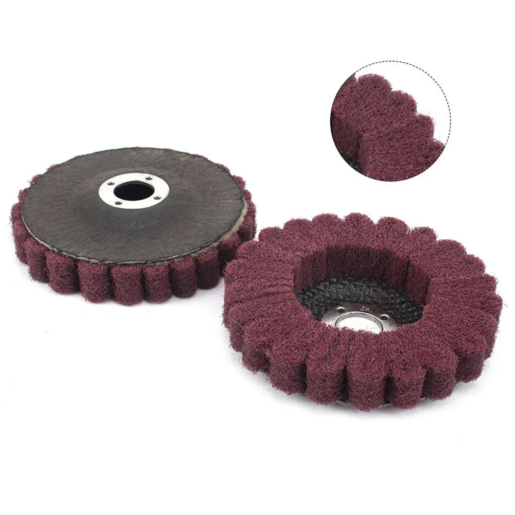 Scouring Pad Polimento Roda, Nylon Fibra Flap, Polonês Grind Disc, 100*16mm para Máquinas, Luz, Indústria, Produtos de Madeira, 4"