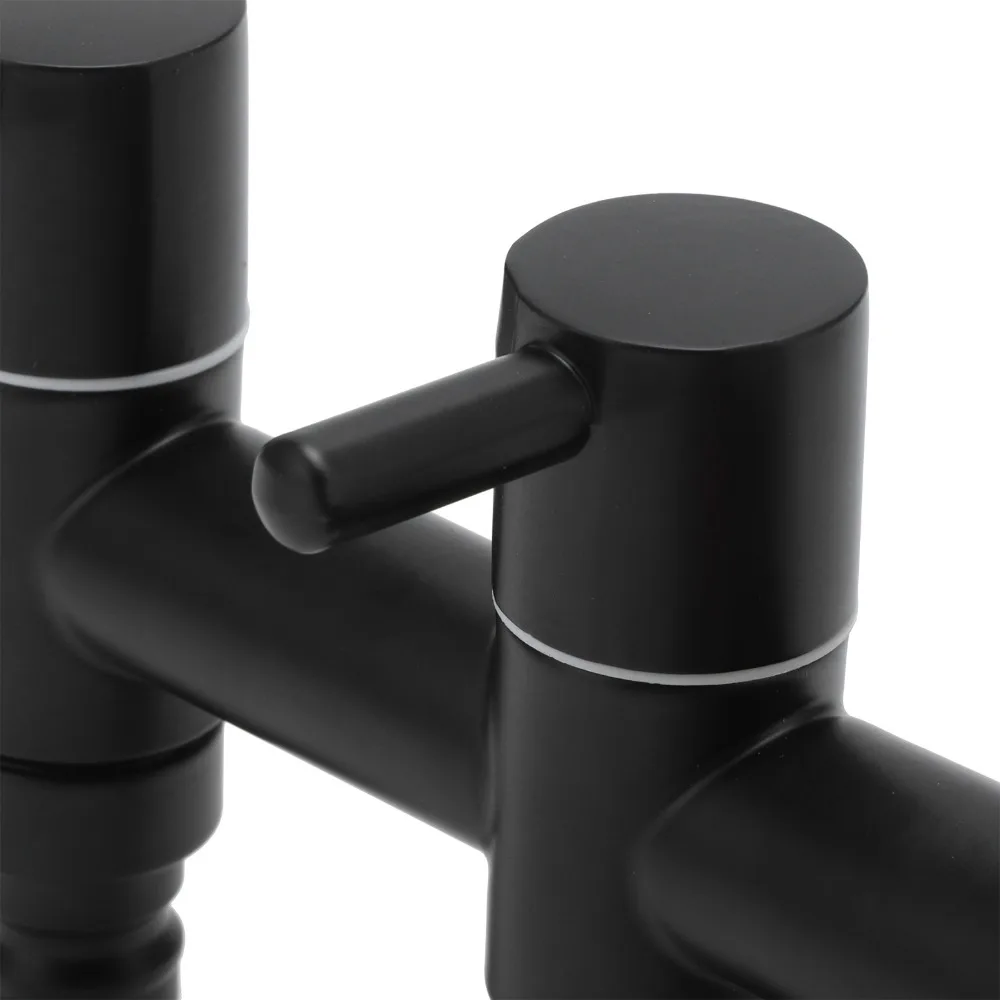 Modern G1/2 Connection Water Tap Stainless Steel Double Outlet Faucet Single Water Inlet Black Faucet Tap Outdoor Use