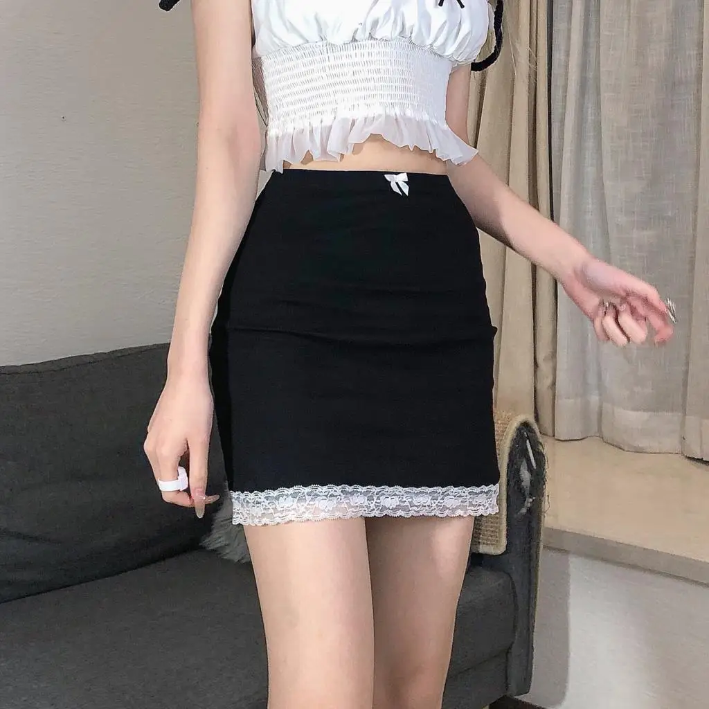 2000s Sweet Vintage Sexy Mini Skirts Y2K Aesthetic Korean Kawaii Skinny Wrap Bodycon High Waist Penceil Skirt Women Streetwears