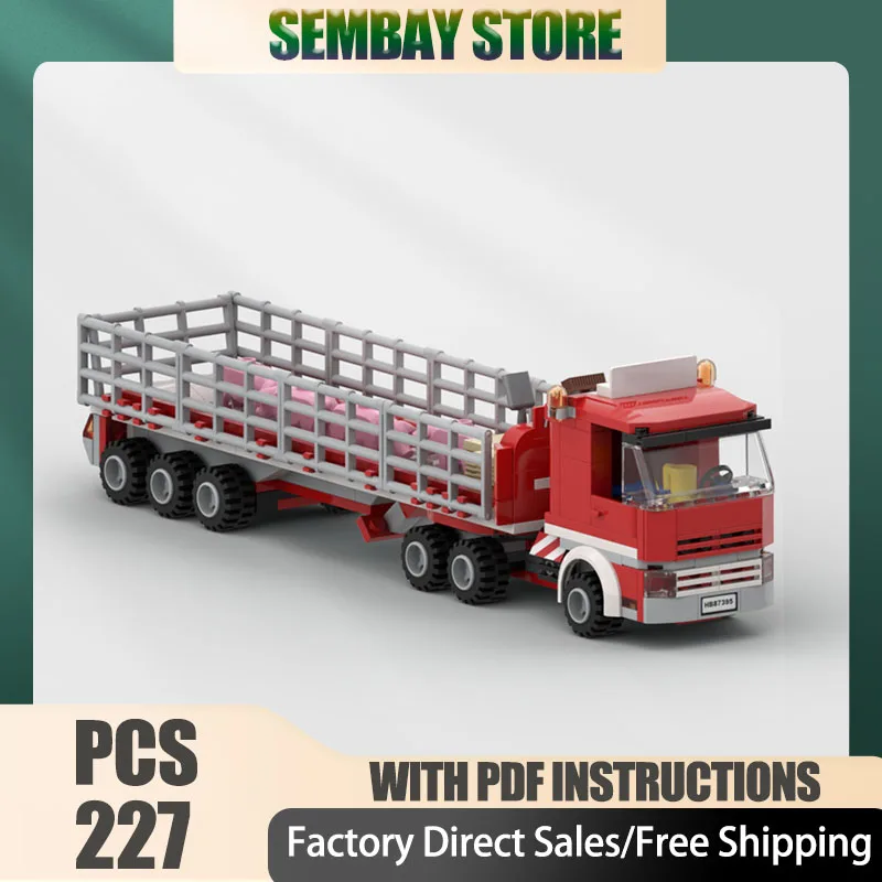 

Urban Car Moc Building Bricks Modular Farm Transport Truck & Trailer Model Technology Blocks Christmas DIY Toy Construction Gift