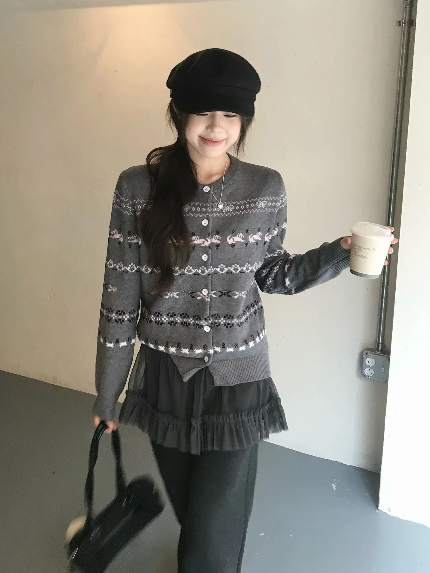 

Винтажный вязаный кардиган Fair Isle для женщин: красивый, модный, в расслабленном стиле, идеален для весеннего сезона