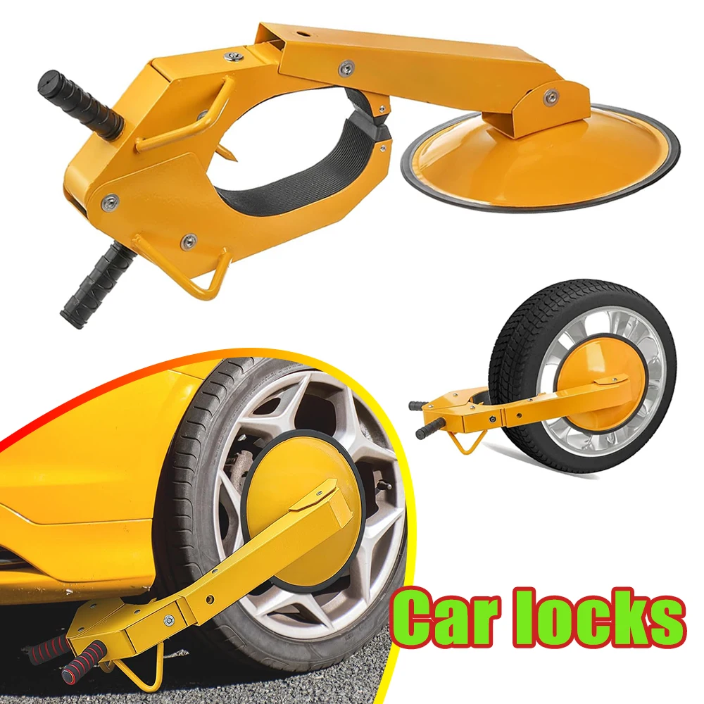 Anti Theft Car Wheel Lock with Suction Cup Heavy Duty Tire Lock Security Device for Private Vehicle SUV Van Parking Security