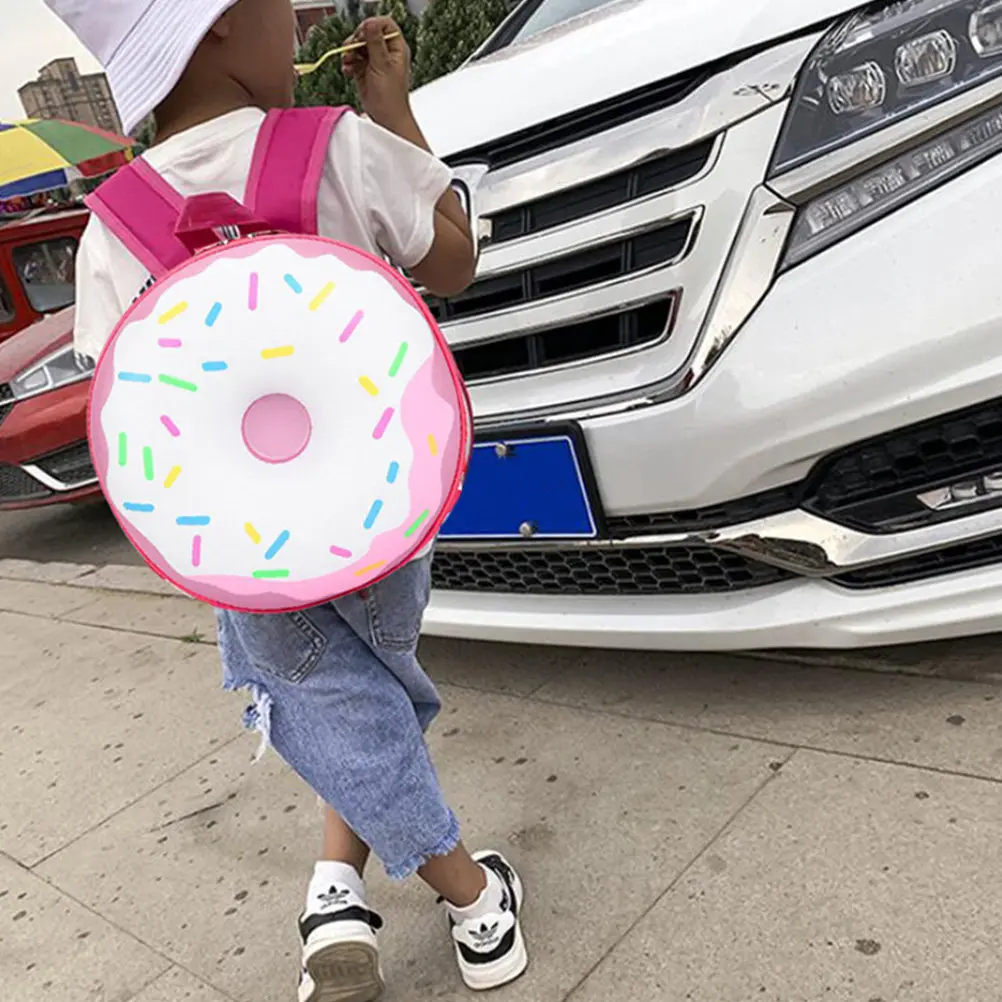 

1Pcs Portable Kids Backpack Fun Donut Shape Storage Pouch for Children School Travel Use Boys Girls Bag Lightweight Comfortable