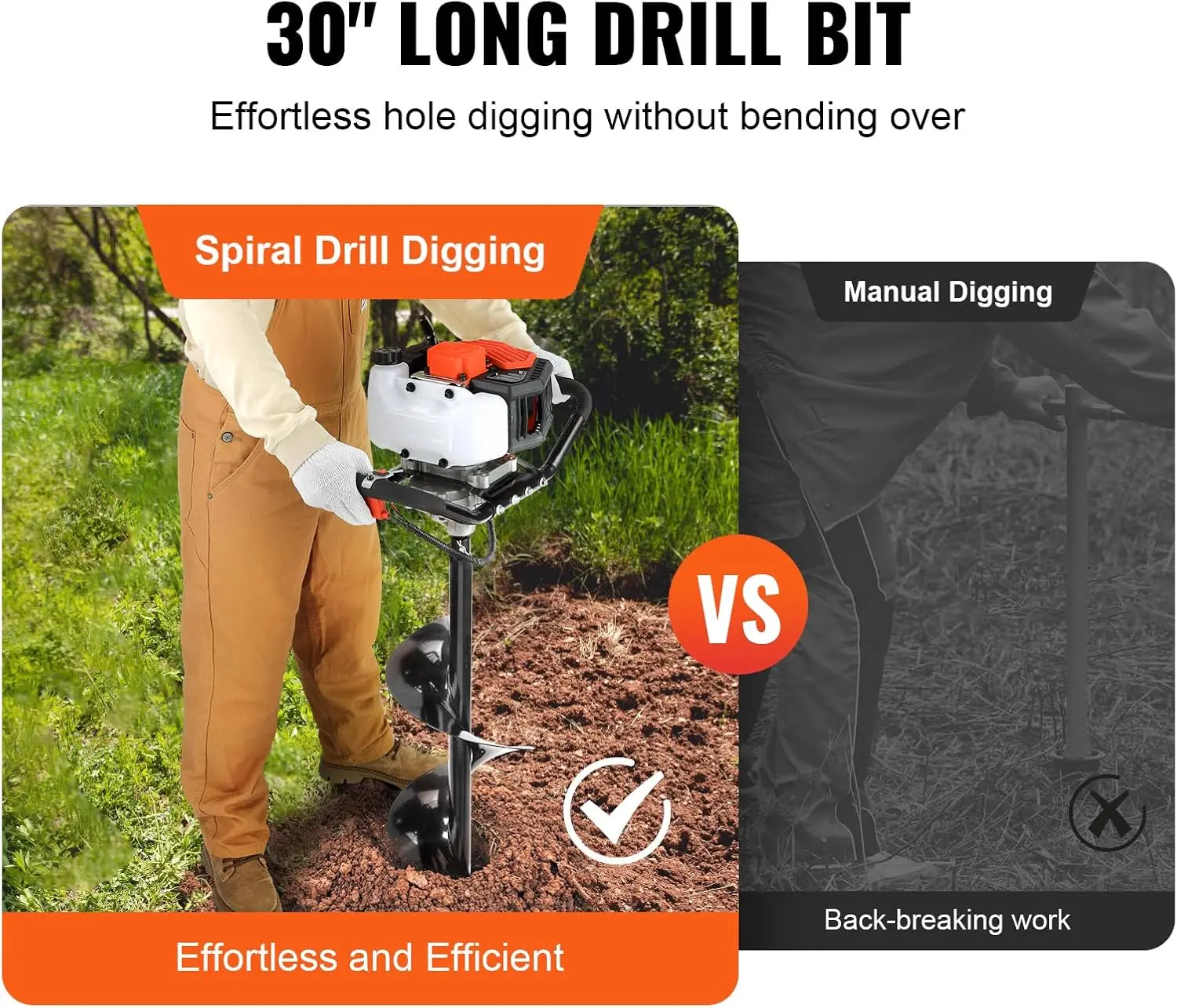 Post Hole Digger, 52cc 1450W Auger Post Hole Digger