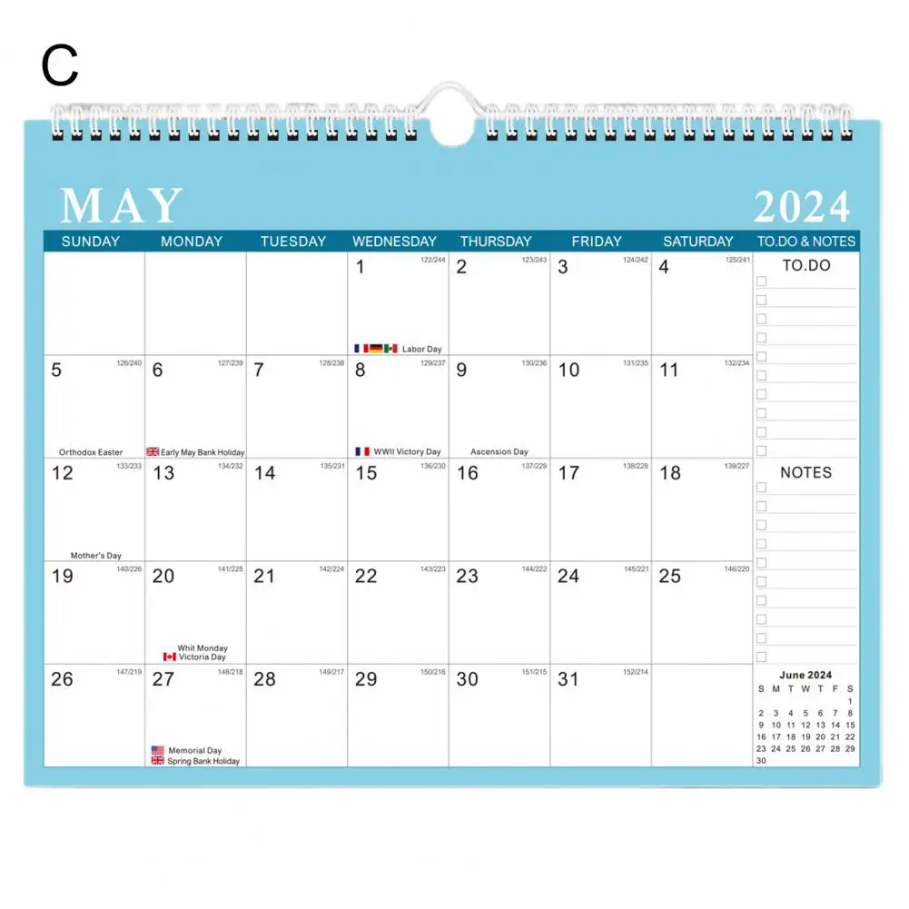 Scheduling Tracking Calendar 2024-2025 Wall Calendar English Time Management Planner for Home Office School Monthly Organizer