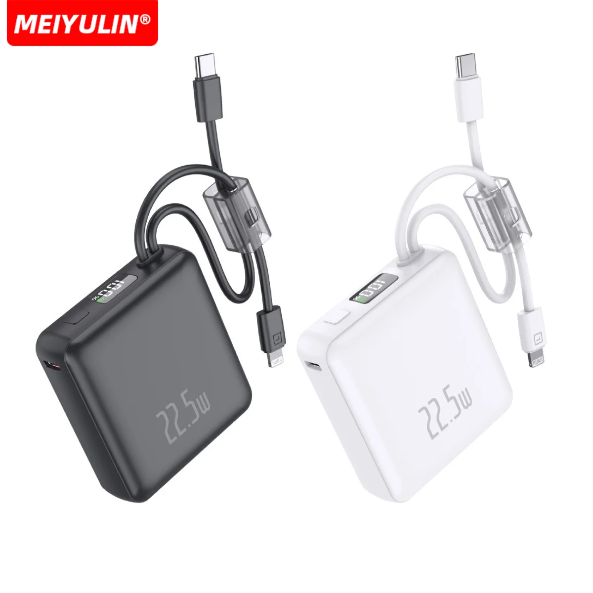 Pequeno 10000mah power bank portátil carregador rápido com cabo pd20w bateria de reposição externa para iphone 16 15 14 13 12 samsung xiaomi
