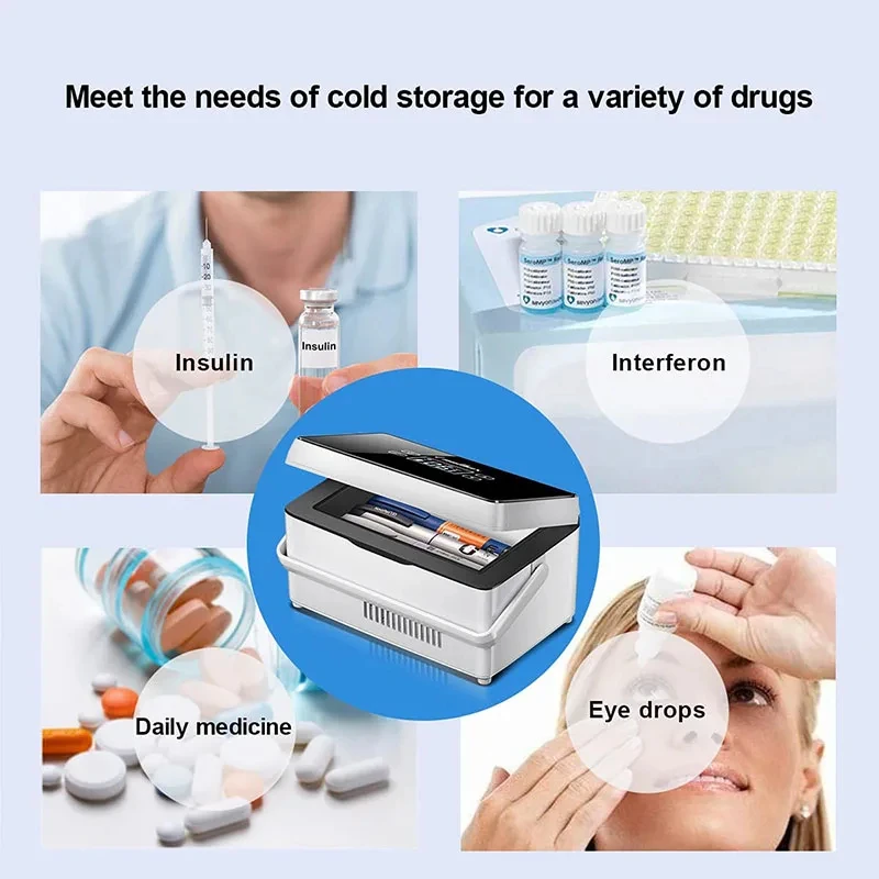 Insulin Cooler Drug Refrigerator Medicine Cold Box Small Case Outdoor Homeuse Dual Battery USB Portable Car With Alarm For Home