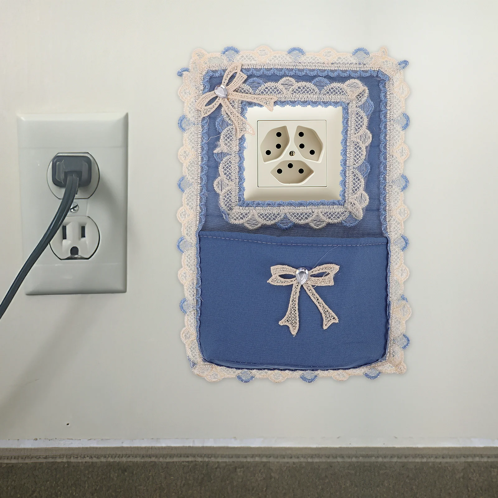 

Lace Light Switch Covers Fabric Floral Outlet Covers with Pocket Decorative Stickers for Bedroom Bathroom Vintage Style