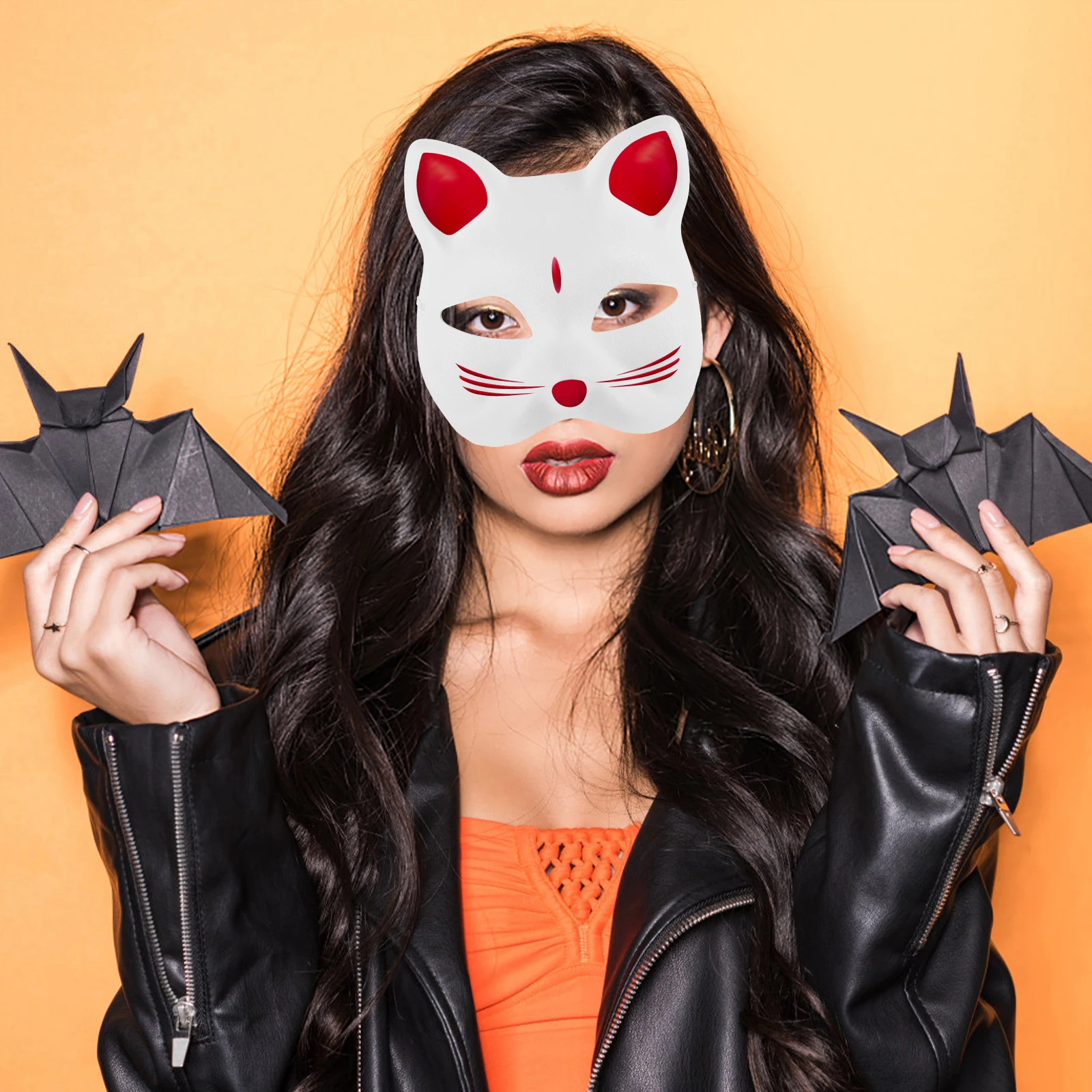 

5Pcs Cat Face Mask Blank DIY Paintable One Size Fits Most for Masquerade Party Prom Wedding Fashion Show Costume Event