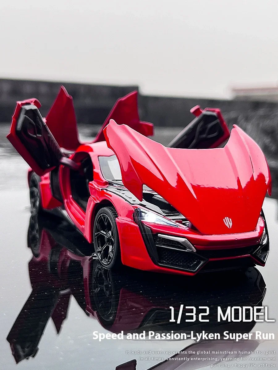 1:32 W Motoren Lykan Hypersport Super Sport Auto Legering Metaal Gegoten Model Voertuig Verzamelen Hobby Geluid En Licht Trendy Ornamenten