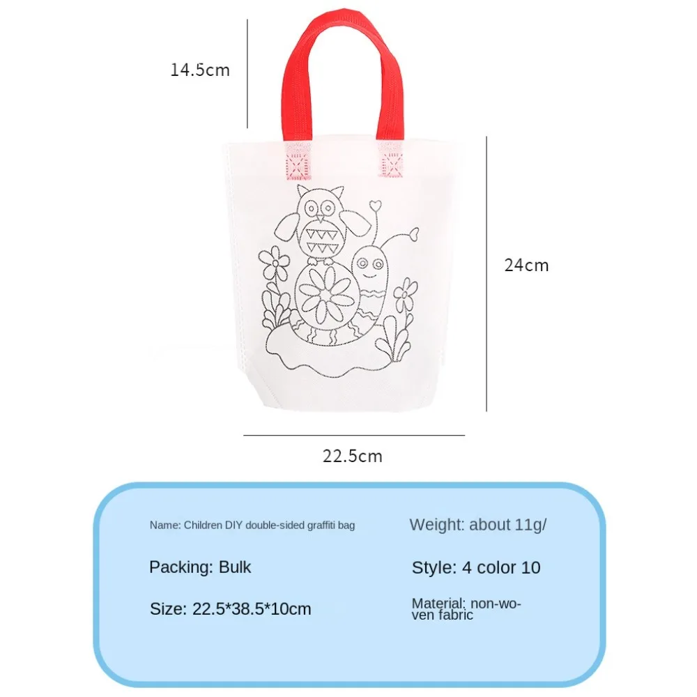 Bolso de mano en blanco no tejido para mujer, bolsa de compras reutilizable con patrón de dibujos animados de Graffiti DIY creativo, de lona, Asa ecológica