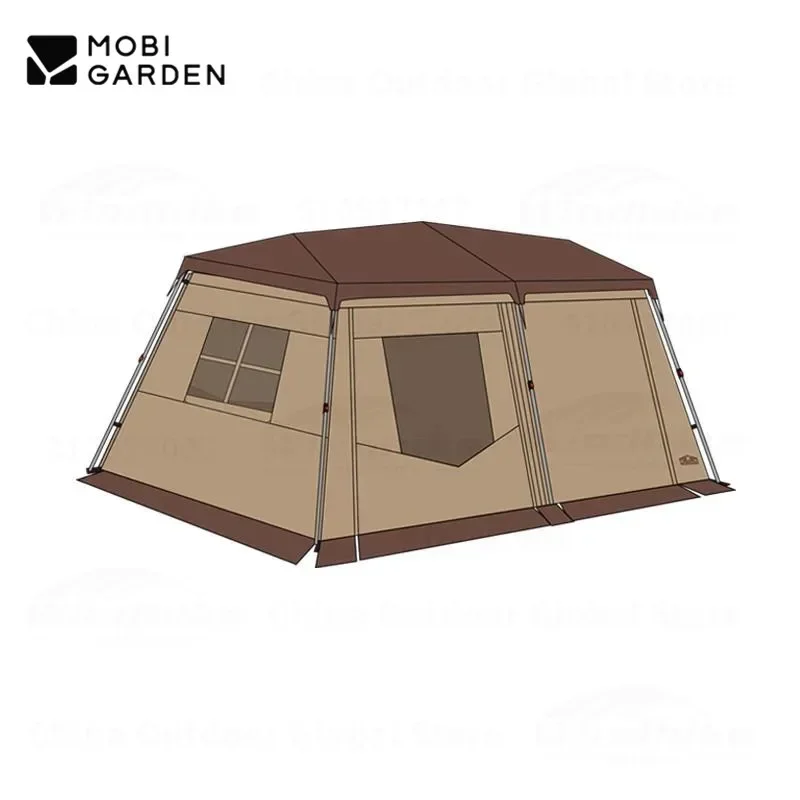 MOBI GARDEN Area 21.2㎡Quick Open Tent 210D Oxford Cloth Camping Lightweight Hut Tent Three Layers Rainproof Outdoor Travel Tent