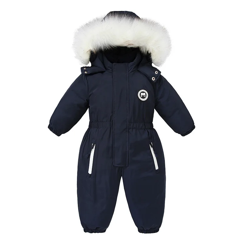 Winter for Children 2-5 Years Thick Warm Infant Overalls Baby Girls Boys Cotton Hooded Jumpsuit Outdoor Ski Snowsuit