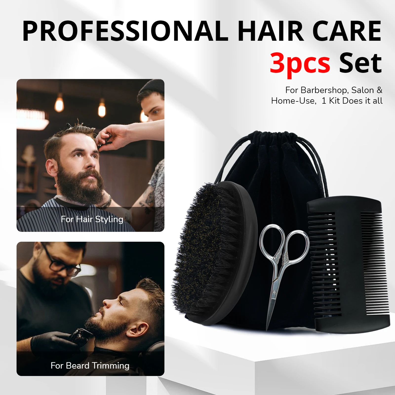 Professional Shaving Brush Boar Bristle Beard Brush 3/4 Pcs Set Men Shaving Tools Hairdresser Shaving Brushes Beard Accessories
