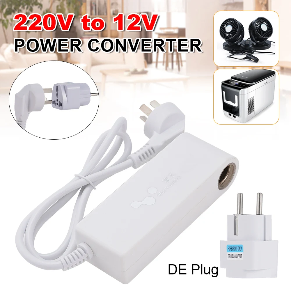 220v To 12V Car Power Converter 120W  Vacuum Cleaner Refrigerator AC Adapter DC Cigarette-Lighter With Plug Home White Socket