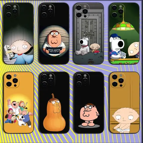 F-Family Funny Guy Phone Case For iPhone 16,15,14,13,12,11,Pro,X,XS,Max,XR,Plus,Mini Soft Black Cover