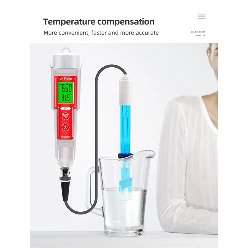 ABJN-Digital 2 in 1 PH Temperatura Tester della qualità dell'acqua Retroilluminazione Misuratore di coltura idroponica per strumenti di misurazione dell'acquario della piscina