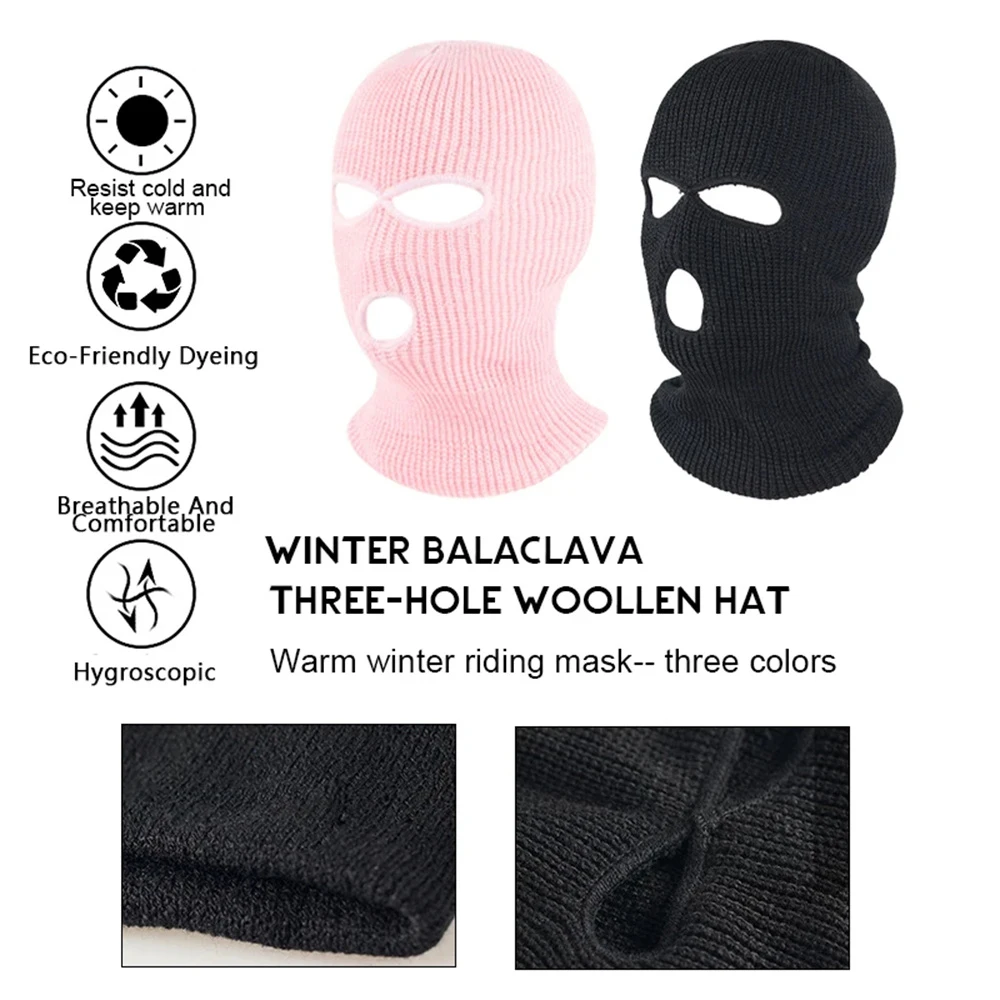 Winter Riding Mask 3 Hole Full Face Cover Ski Mask Hat Outdoor Balaclava Knitted Neck Warm Caps Snowboarding Men Women Face Mask - view 4