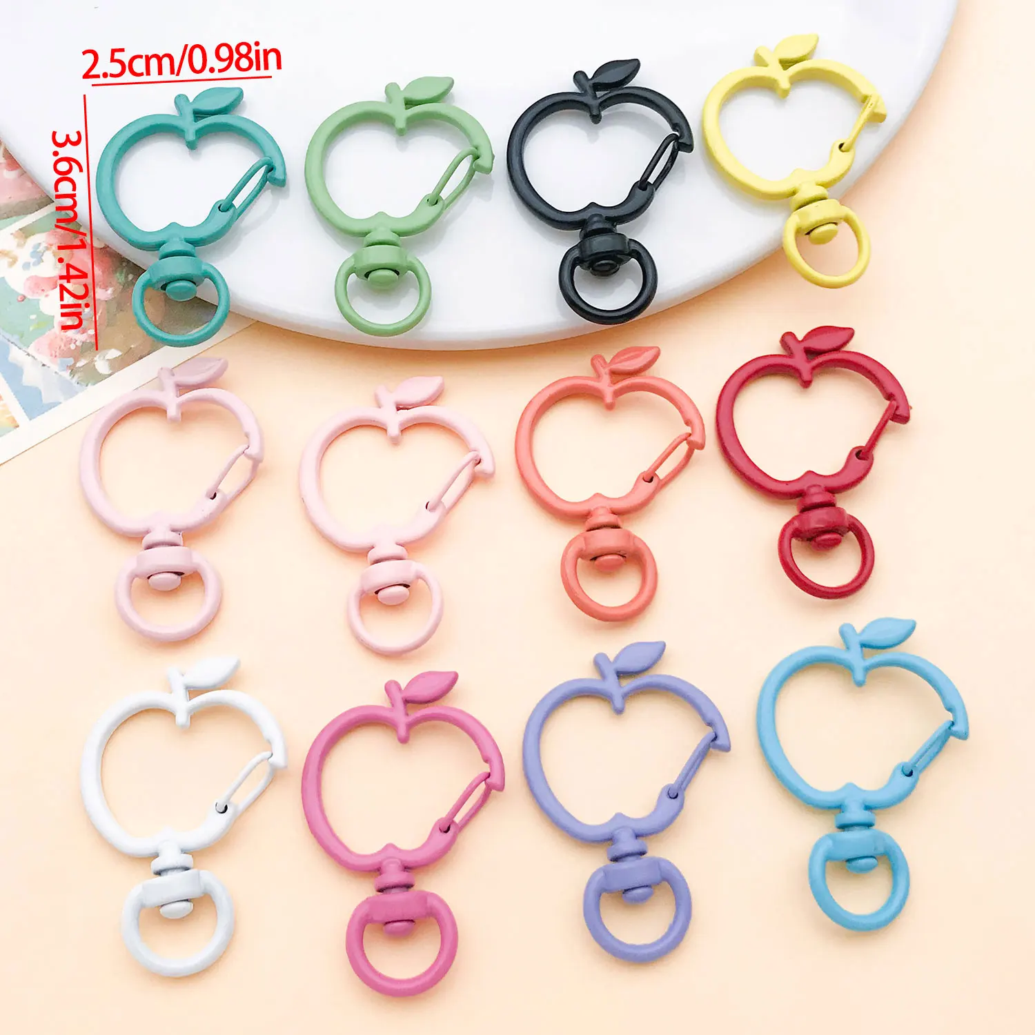 30pcs 25x36mm Zinc Alloy Paint Apple Hook Dog Buckle Suitable for DIY Making Key Chain Bag Pendant Universal Buckle