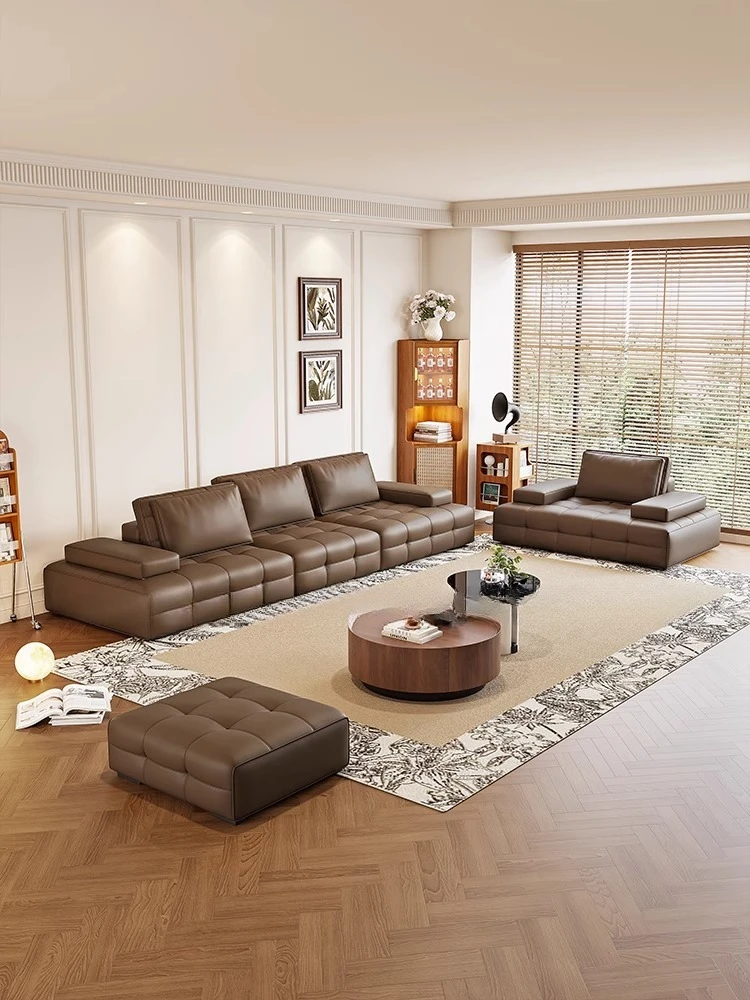 إيطالي، بسيط، جلد، غرفة معيشة، مصمم، قابل للإزالة، مسند ظهر، عمق جلوس كبير