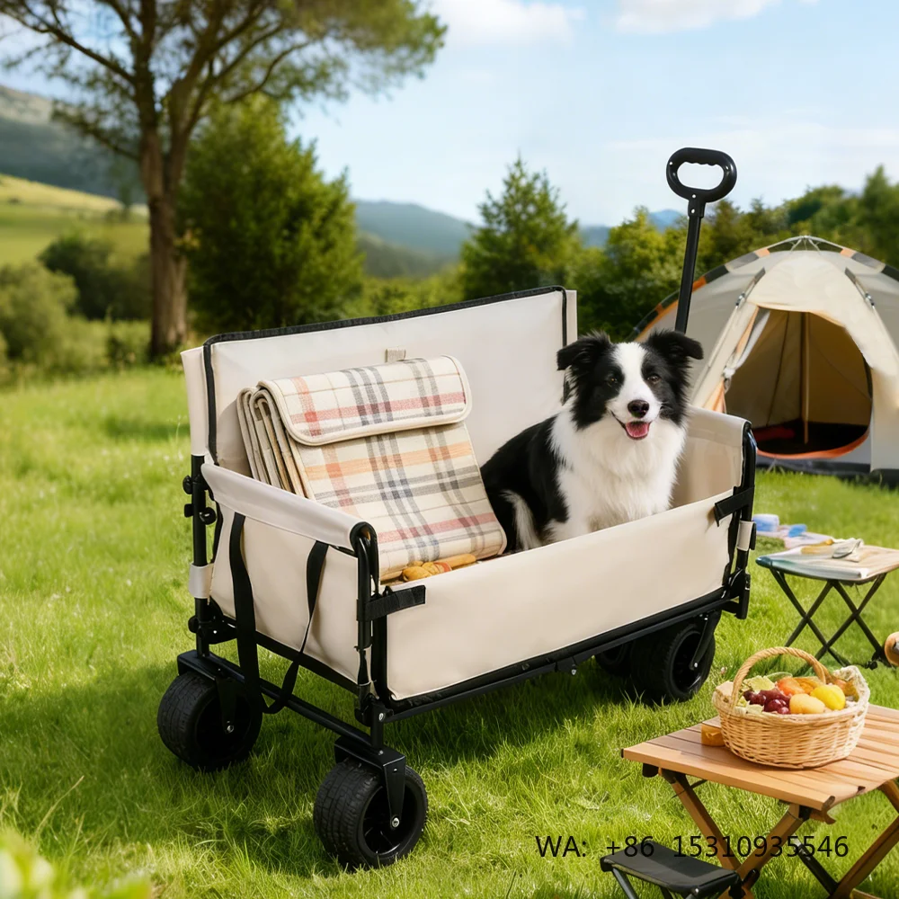 Outdoor Collapsible Utility Wagon Carts Folding Reclining Campervan Sofa Seat Expandable Storage Extended Camping Wagon