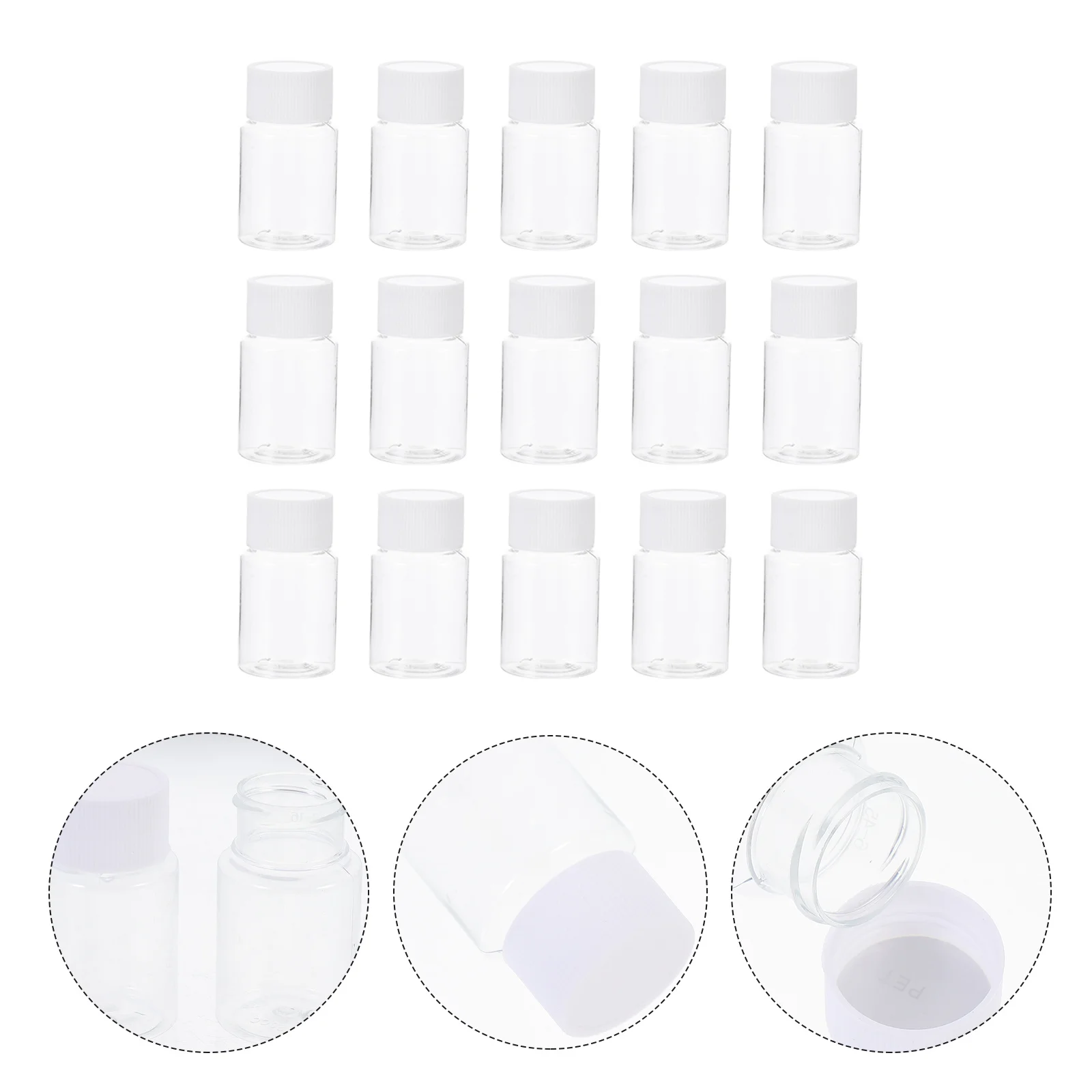 

35pcs Plastic 30Ml Reagent Empty Reagent For Laboratory Sample Storage Smooth Bottom Durable Container