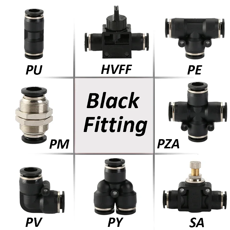 Conector de tubo de ajuste neumático de mejor calidad, acoplamiento de liberación rápida, 4mm, 6mm, 8mm, 10mm, 12mm, conectores de tubo PU PV PE HVFF PY