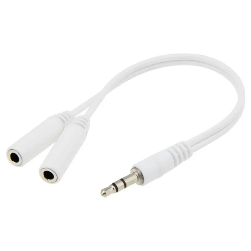 100 szt. Rozdzielacz audio Y 3,5 mm, przedłużacz Jack 1 męski na 2 żeńskie, kabel Aux do laptopa, słuchawek, samochodu, telefonu, tabletu
