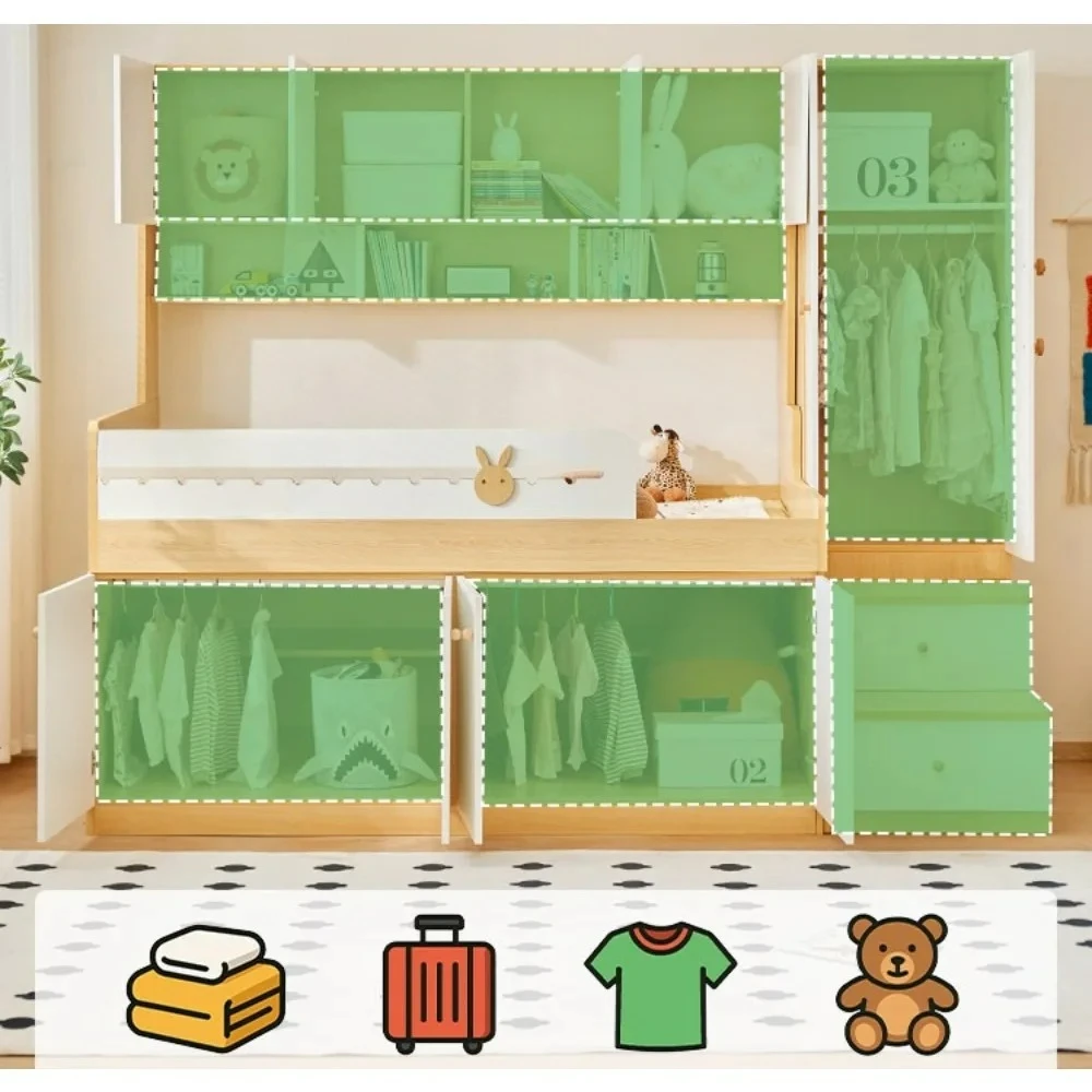 Factory Direct 2026 Twin Size Loft Bed with Desk & Storage Space Saving Semi-High Bed for Small Room Kids Bunk Bed, Modern